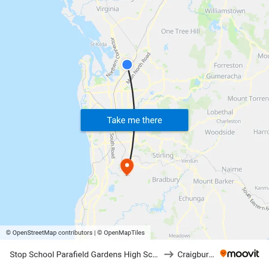 Stop School Parafield Gardens High School Shepherdson Rd to Craigburn Farm map