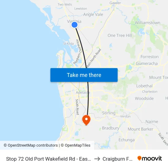 Stop 72 Old Port Wakefield Rd - East side to Craigburn Farm map