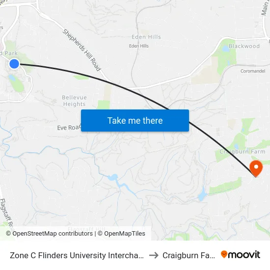 Zone C Flinders University Interchange to Craigburn Farm map