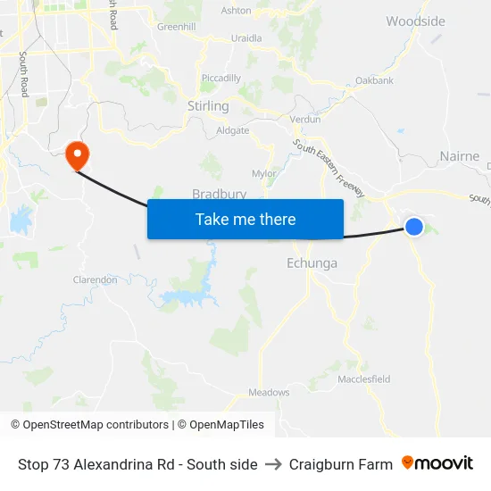 Stop 73 Alexandrina Rd - South side to Craigburn Farm map
