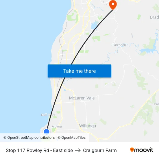 Stop 117 Rowley Rd - East side to Craigburn Farm map