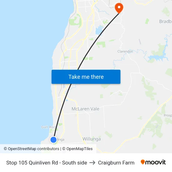Stop 105 Quinliven Rd - South side to Craigburn Farm map