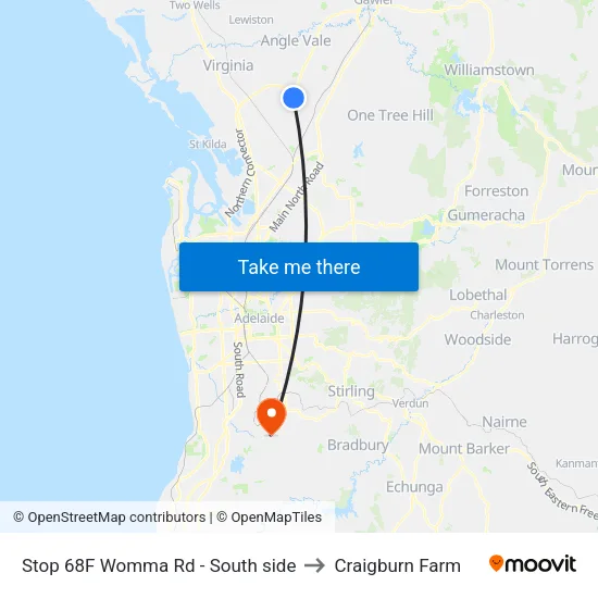 Stop 68F Womma Rd - South side to Craigburn Farm map