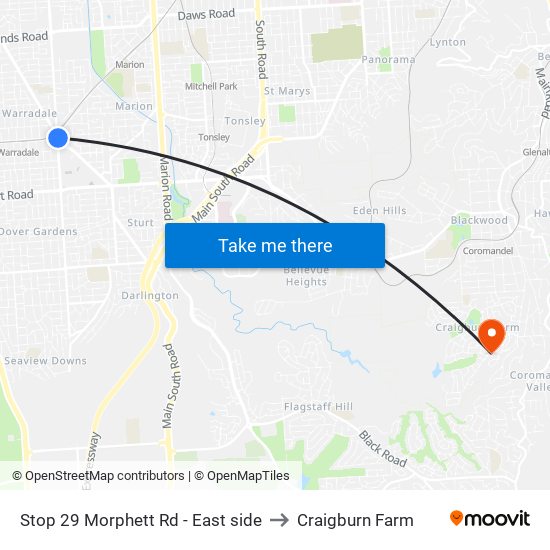 Stop 29 Morphett Rd - East side to Craigburn Farm map