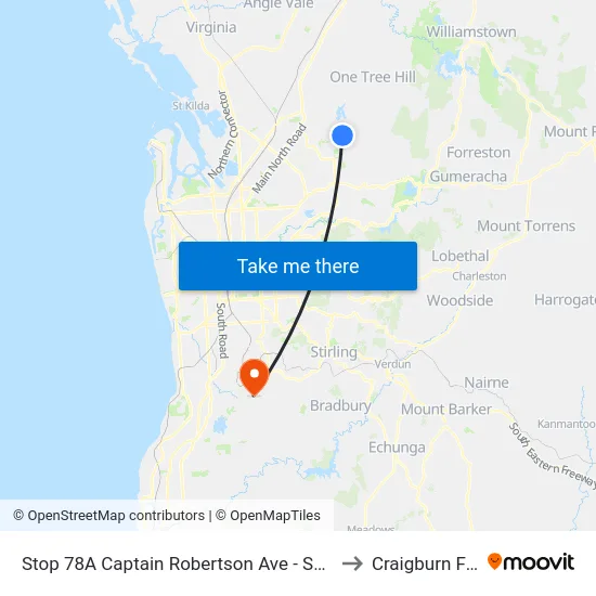Stop 78A Captain Robertson Ave - South side to Craigburn Farm map