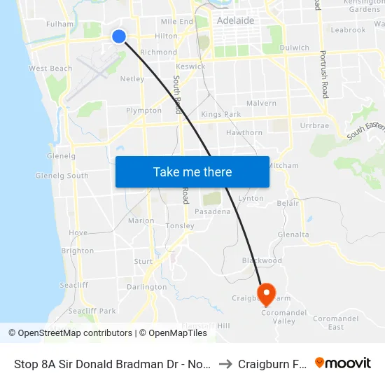 Stop 8A Sir Donald Bradman Dr - North side to Craigburn Farm map