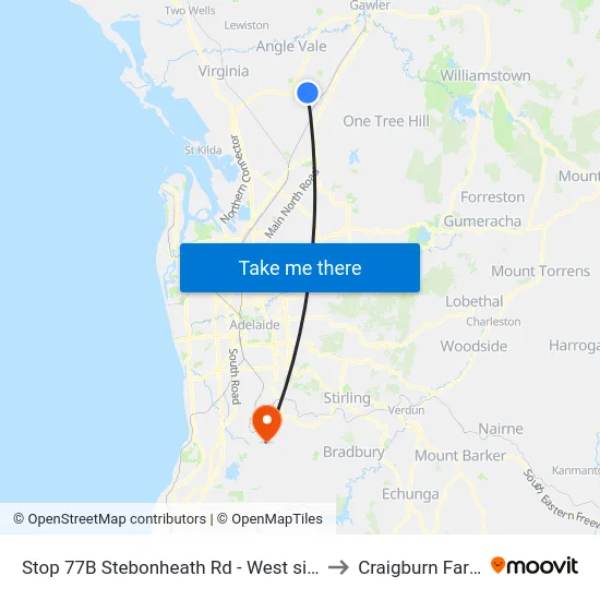 Stop 77B Stebonheath Rd - West side to Craigburn Farm map