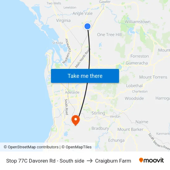 Stop 77C Davoren Rd - South side to Craigburn Farm map
