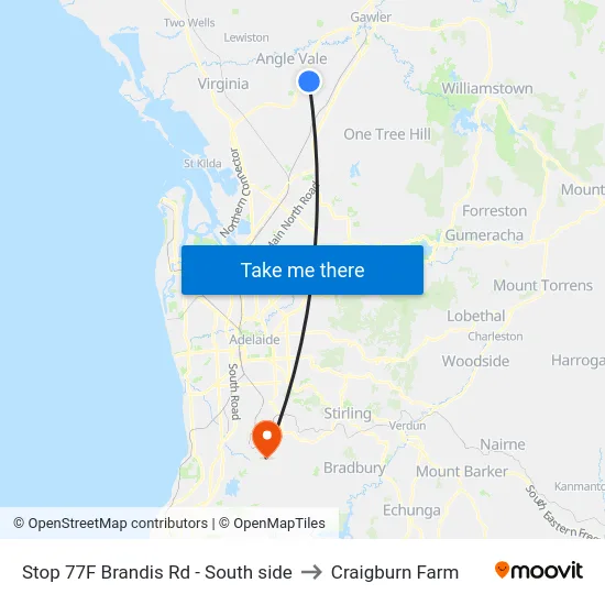 Stop 77F Brandis Rd - South side to Craigburn Farm map