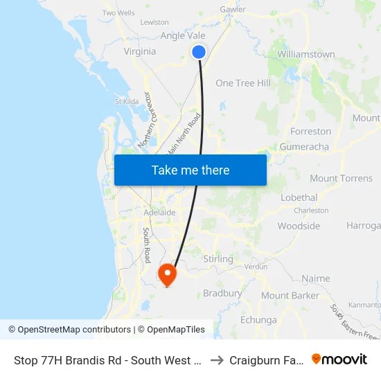 Stop 77H Brandis Rd - South West side to Craigburn Farm map