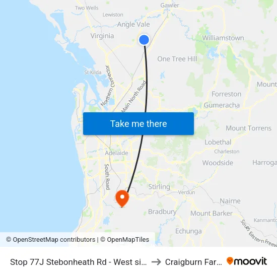 Stop 77J Stebonheath Rd - West side to Craigburn Farm map