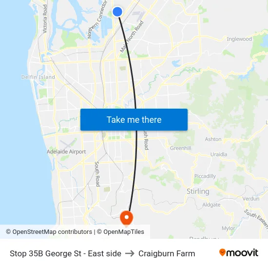 Stop 35B George St - East side to Craigburn Farm map