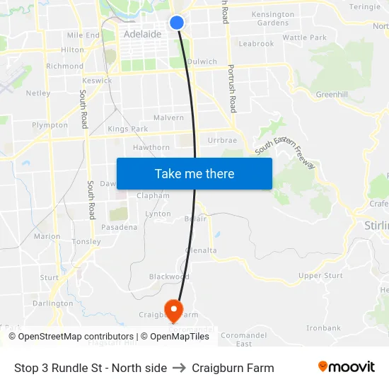Stop 3 Rundle St - North side to Craigburn Farm map