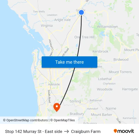 Stop 142 Murray St - East side to Craigburn Farm map