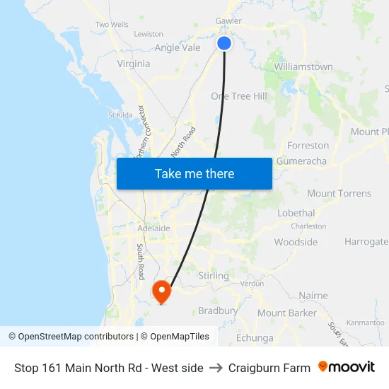 Stop 161 Main North Rd - West side to Craigburn Farm map