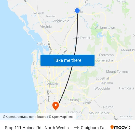 Stop 111 Haines Rd - North West side to Craigburn Farm map