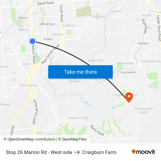 Stop 26 Marion Rd - West side to Craigburn Farm map