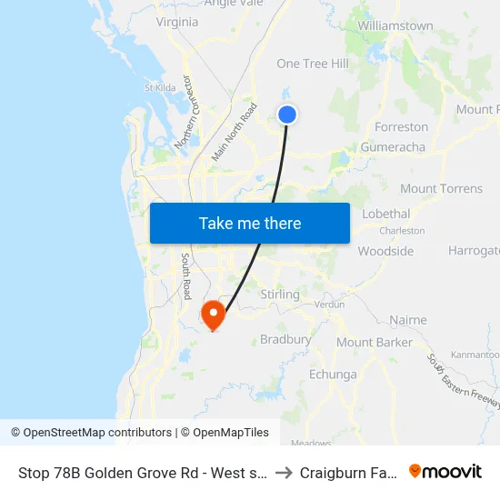 Stop 78B Golden Grove Rd - West side to Craigburn Farm map