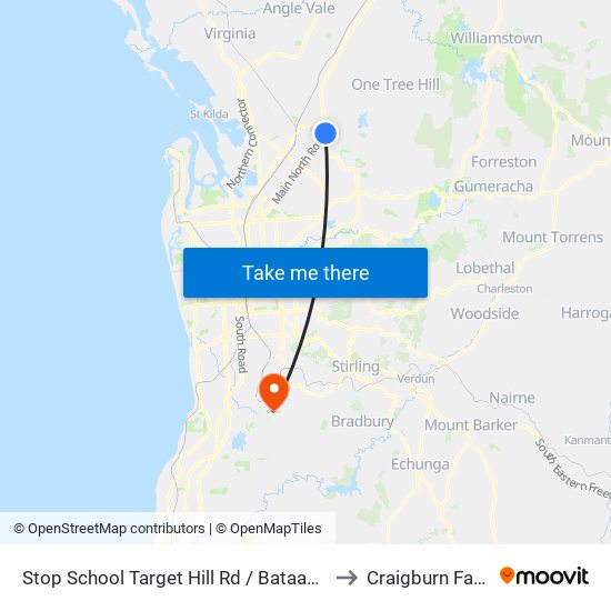 Stop School Target Hill Rd / Bataan Rd to Craigburn Farm map