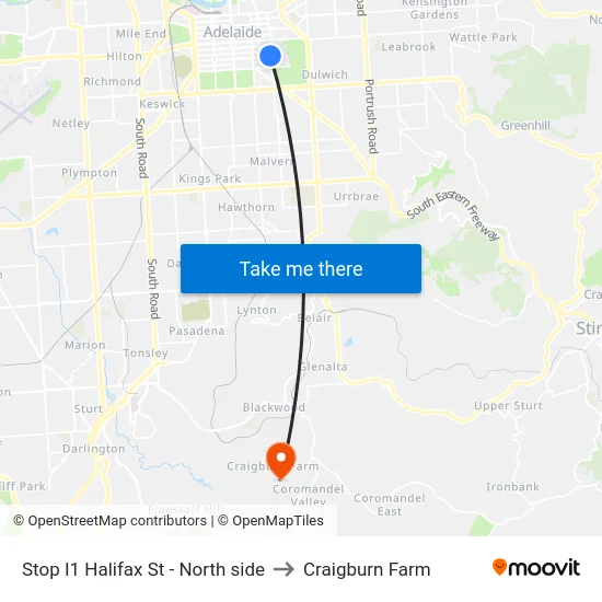 Stop I1 Halifax St - North side to Craigburn Farm map