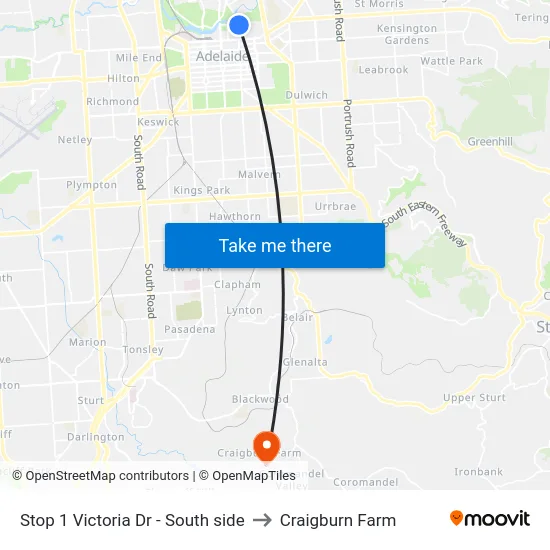 Stop 1 Victoria Dr - South side to Craigburn Farm map