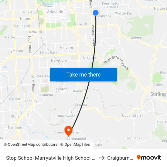Stop School Marryatville High School Kensington Rd to Craigburn Farm map