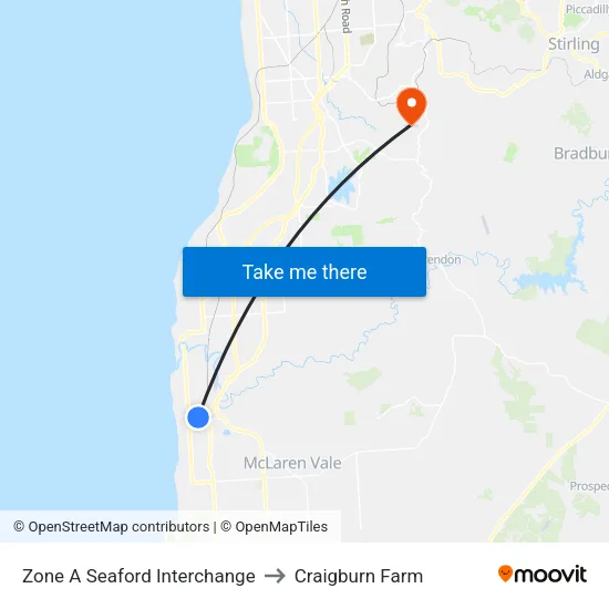 Zone A Seaford Interchange to Craigburn Farm map