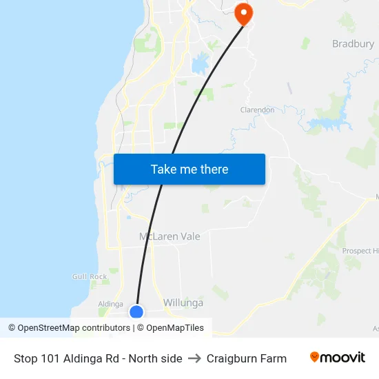 Stop 101 Aldinga Rd - North side to Craigburn Farm map