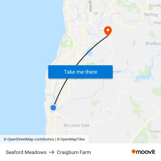 Seaford Meadows to Craigburn Farm map