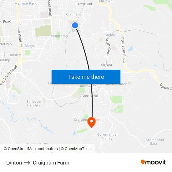 Lynton to Craigburn Farm map