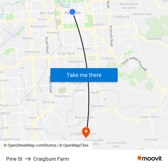 Pirie St to Craigburn Farm map