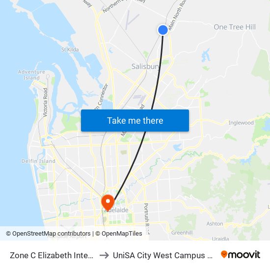 Zone C Elizabeth Interchange to UniSA City West Campus ~ RR 5-09 map