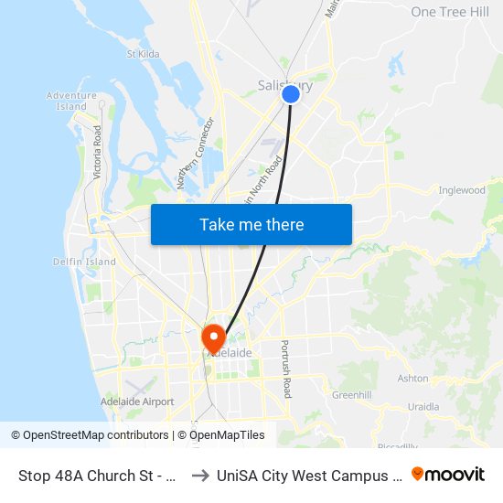 Stop 48A Church St - West side to UniSA City West Campus ~ RR 5-09 map