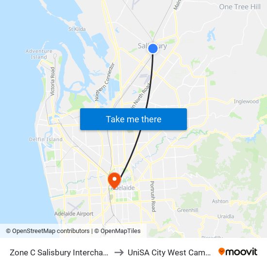 Zone C Salisbury Interchange - West Side to UniSA City West Campus ~ RR 5-09 map