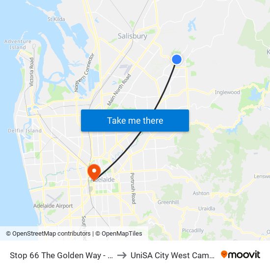 Stop 66 The Golden Way - North West side to UniSA City West Campus ~ RR 5-09 map