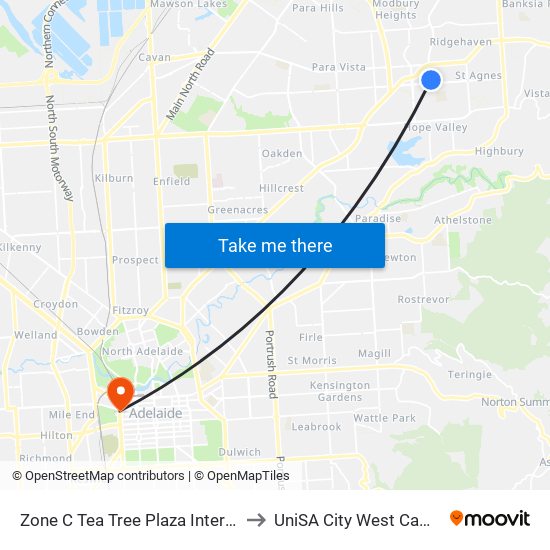 Zone C Tea Tree Plaza Interchange - West side to UniSA City West Campus ~ RR 5-09 map