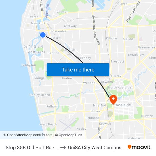 Stop 35B Old Port Rd - East side to UniSA City West Campus ~ RR 5-09 map