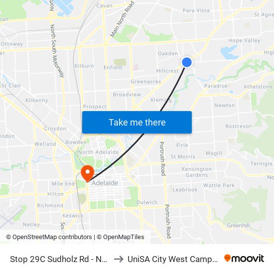 Stop 29C Sudholz Rd - North East side to UniSA City West Campus ~ RR 5-09 map