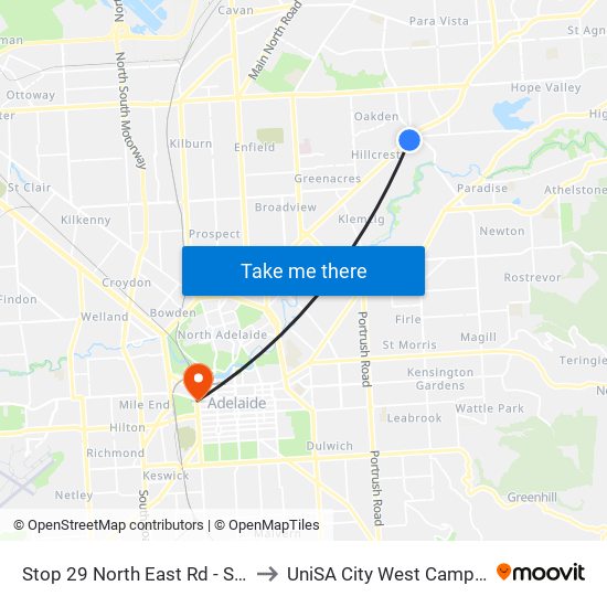 Stop 29 North East Rd - South East side to UniSA City West Campus ~ RR 5-09 map