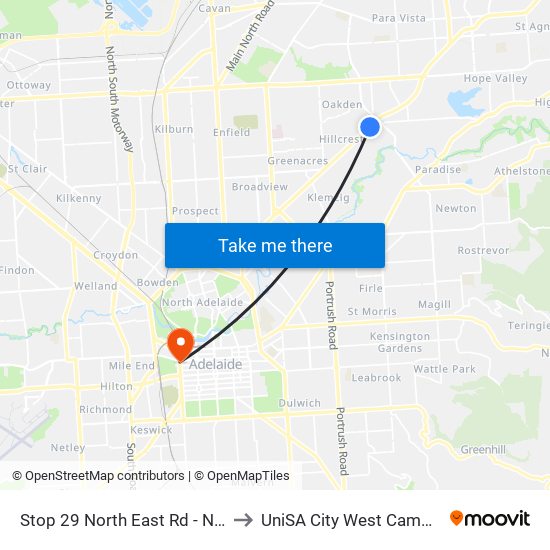 Stop 29 North East Rd - North West side to UniSA City West Campus ~ RR 5-09 map