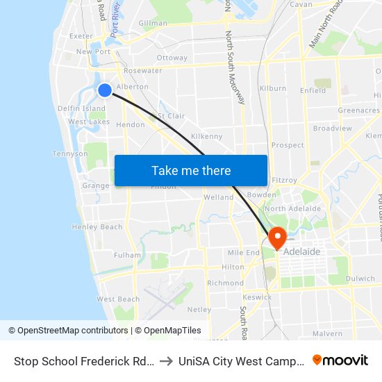 Stop School Frederick Rd / Old Port Rd to UniSA City West Campus ~ RR 5-09 map