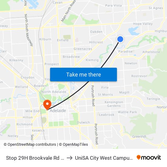 Stop 29H Brookvale Rd - West side to UniSA City West Campus ~ RR 5-09 map