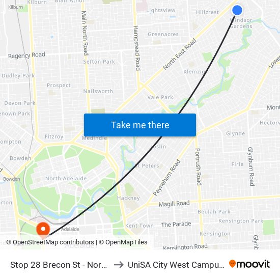 Stop 28 Brecon St - North West side to UniSA City West Campus ~ RR 5-09 map