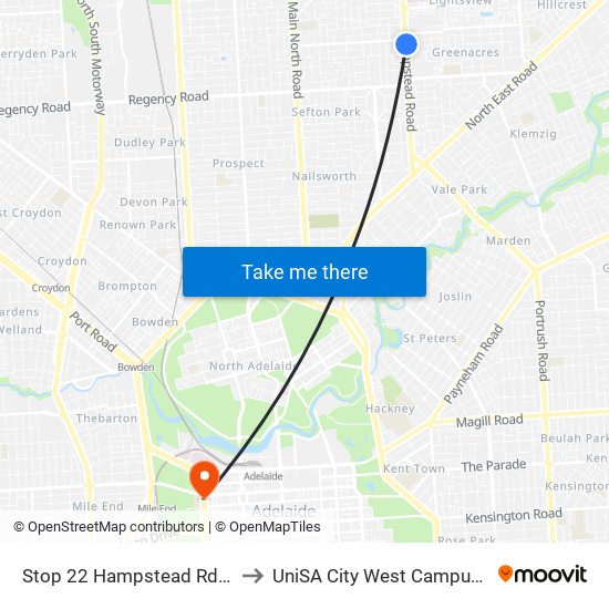 Stop 22 Hampstead Rd - East side to UniSA City West Campus ~ RR 5-09 map