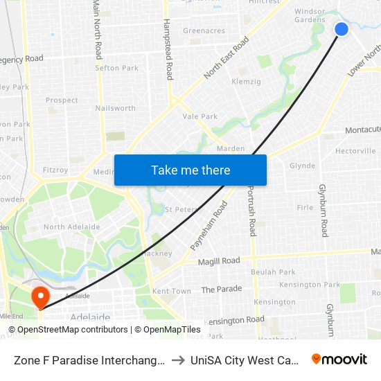 Zone F Paradise Interchange - North West side to UniSA City West Campus ~ RR 5-09 map