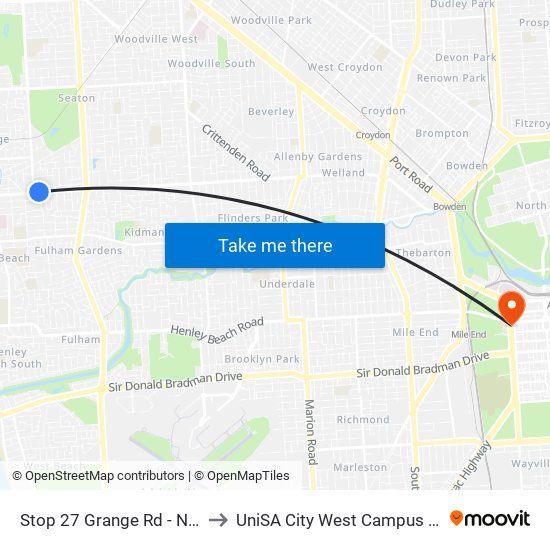 Stop 27 Grange Rd - North side to UniSA City West Campus ~ RR 5-09 map