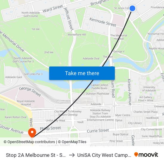 Stop 2A Melbourne St - South East side to UniSA City West Campus ~ RR 5-09 map