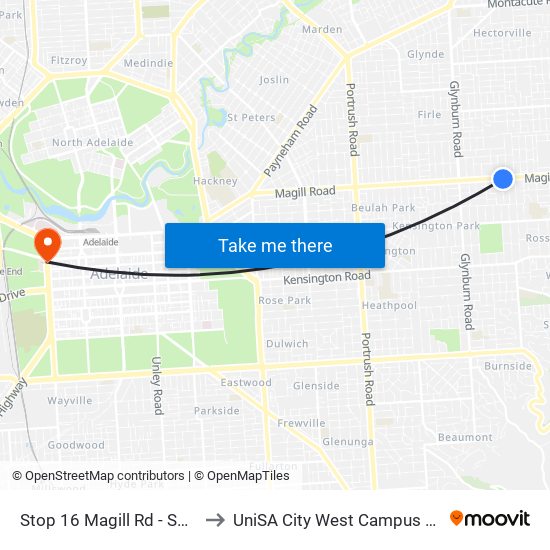 Stop 16 Magill Rd - South side to UniSA City West Campus ~ RR 5-09 map