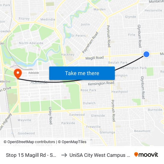 Stop 15 Magill Rd - South side to UniSA City West Campus ~ RR 5-09 map