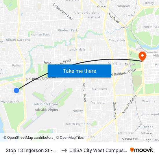 Stop 13 Ingerson St - South side to UniSA City West Campus ~ RR 5-09 map